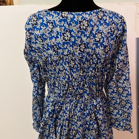 J.CREW COBALT BLUE MULT‎ TIERED TIE FRONT DRESS SIZE S NWT - Picture 4 of 9